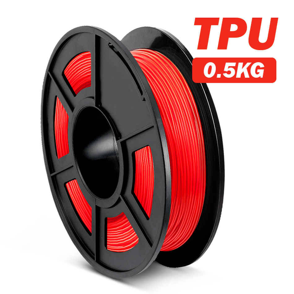 SUNLU TPU Filament 1,75 MM 0,5 kg Hohe Widerstandsfähigkeit flexibel TPU 3d Drucker Filament 100% Keine blasiert: TPU rot