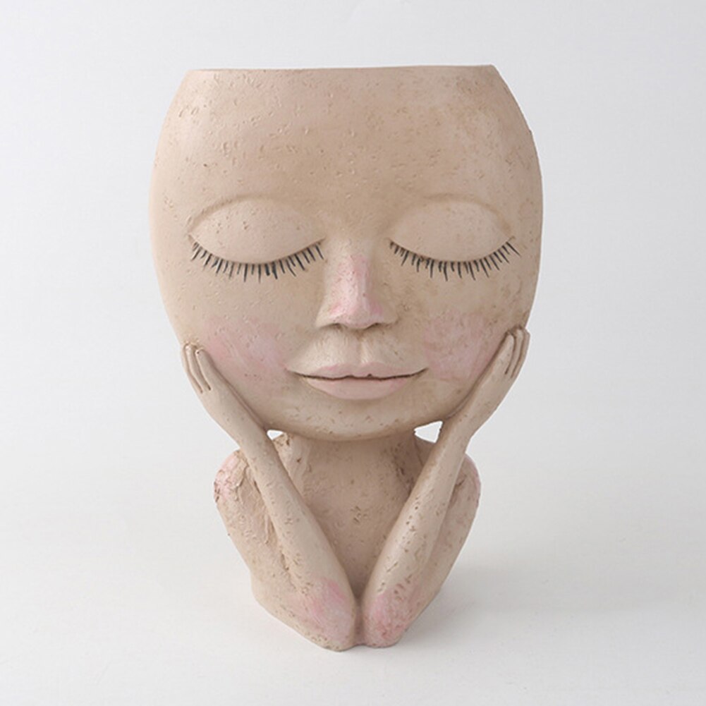 Pot de fleur en résine pour filles, Figurine tête de visage, plantes succulentes, plantes de jardin, fleurs de croissance, décor de table pour la maison, ornements