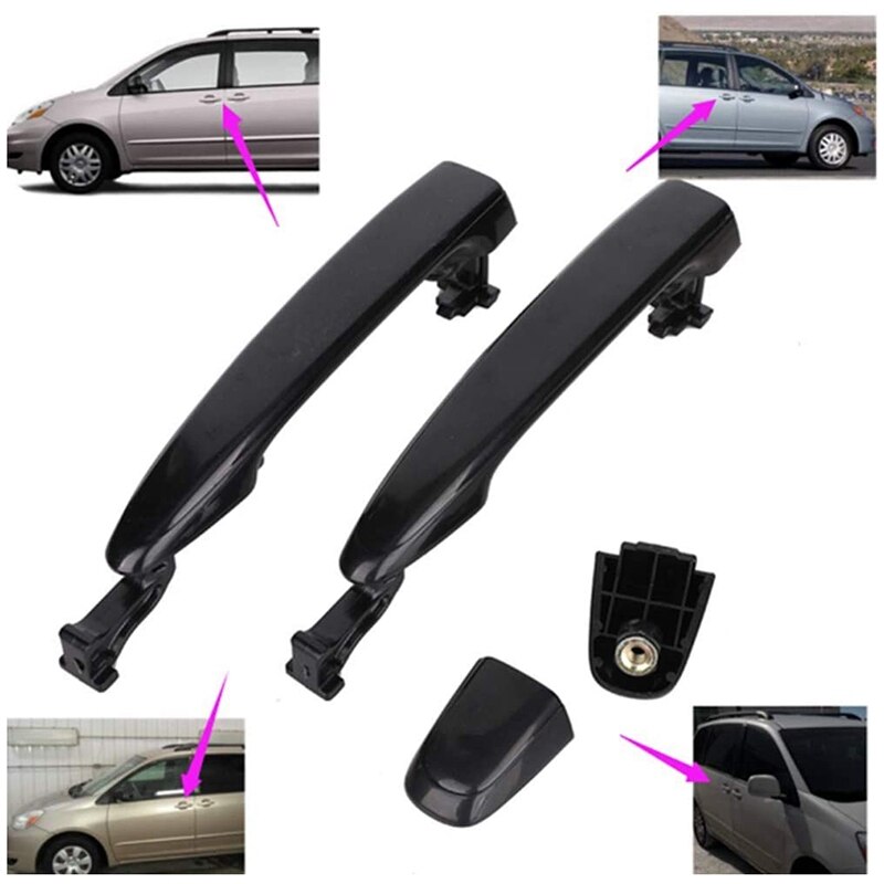 2PCS Outside Exterior Sliding Black Door Handle for 69213-08020 Toyota Sienna Left Driver Side Right Passenger Side
