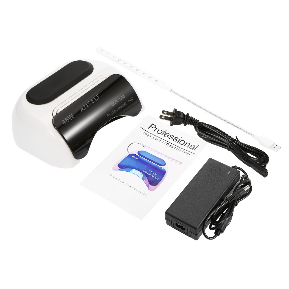 Anself 48W LED CCFL lámpara de uñas Gel secador de uñas máquina de curado uña Gel curado 110-240V herramienta de Arte de uñas EU US Plug: White US