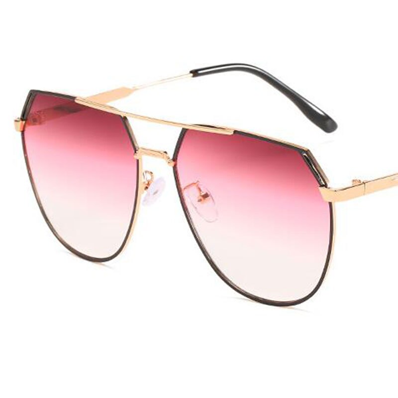 Polygon zonnebril dames heren vintage metalen gradiënt zonnebril luxe  uv400 tinten grote frame brillen