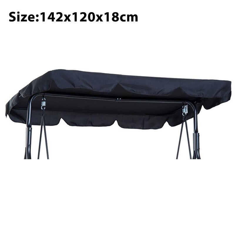 2/3 Seat Garden Swing Chair Canopy Cover Shade Sail Waterproof UV Resistant Outdoor Yard Hammock Tent Swing Top Cover NO Fade: black 2seats