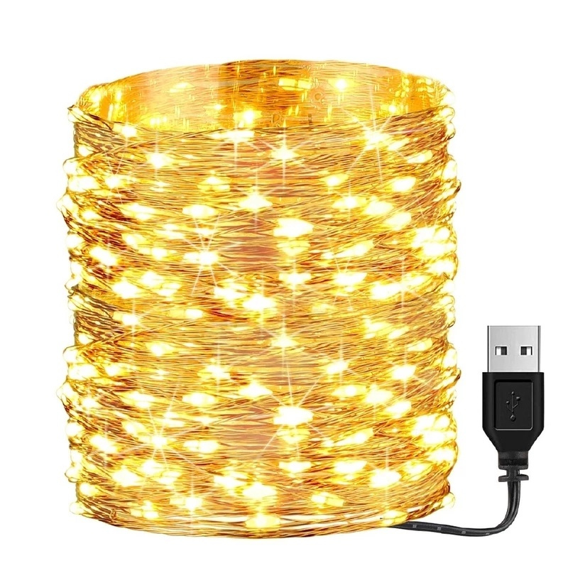 Waterdichte USB-batterij LED-snaarlicht 5V 10M koperdraad Fairy Garland Light Lamp voor Kerstmis Bruiloft Feest Vakantieverlichting