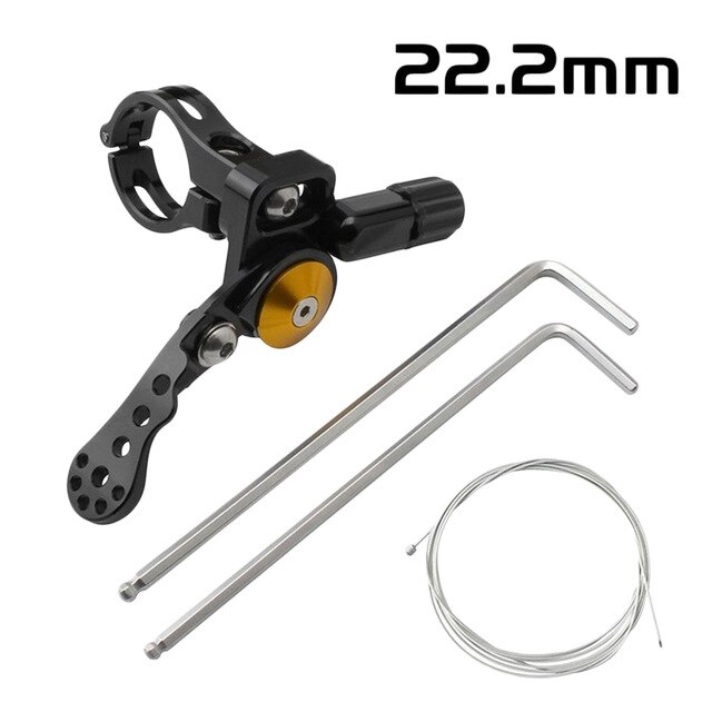 Tija de sillín ajustable para bicicleta de montaña y carretera, palanca de Control remoto mecánico Universal, 22,2/24MM: Negro