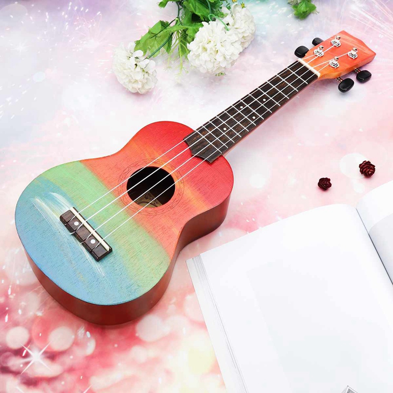 Ukelele pintado a mano Combo 21 ukelele Soprano negro 4 cuerdas Uke Bass instrumento Musical de cuerda perfecto para principiantes: Default Title