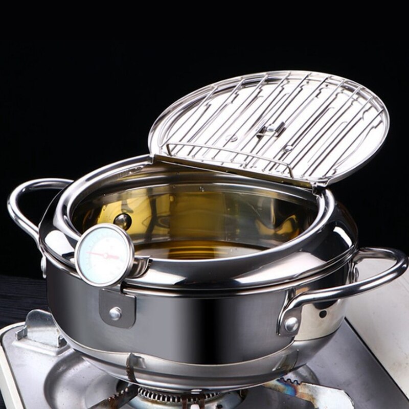 Olla para freír con termómetro Tempura Control de temperatura para freír pollo frito herramientas de cocina