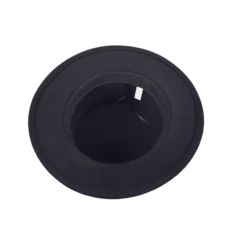 Platt hög hatt dam herr filt bred brättad fedorahatt laday prok pie chapeu de feltro bowler gambler topp hatt