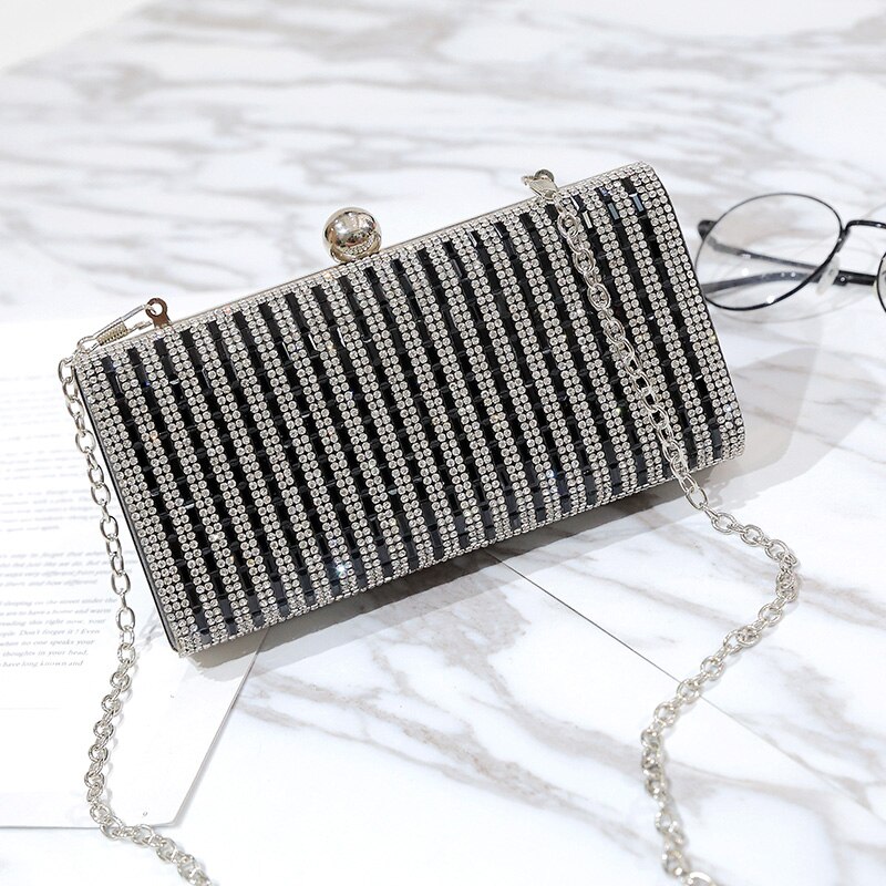 MAGICYZ Frauen Abend Tasche Schwarz/Silber Hochzeit Partei Taschen Diamant Strass Kupplungen Kristall Bling Gold Kupplung Taschen Geldbörsen: Black