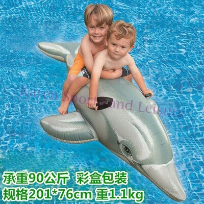 Cartoon Swim Floats Rafts Bed Air Mattress Floating Row Inflatable Pool Buoy Summer Swimming Water Boat Floating Row Kickboard: Big Dolphin