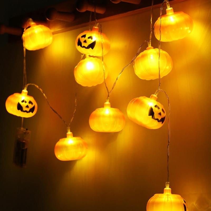 10 LEDs Halloween Pumpkin String Lights 3D Halloween Lantern Party Home DIY Decor 1.2m Warm White Battery Operated Light