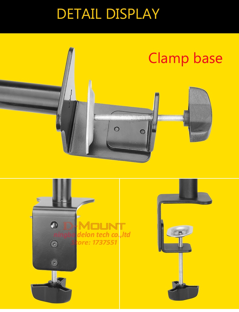 DLM-TS101D white steel 360 rotate full motion 10-27" double arm dual monitor stand computer desk holder PC clamp bracket
