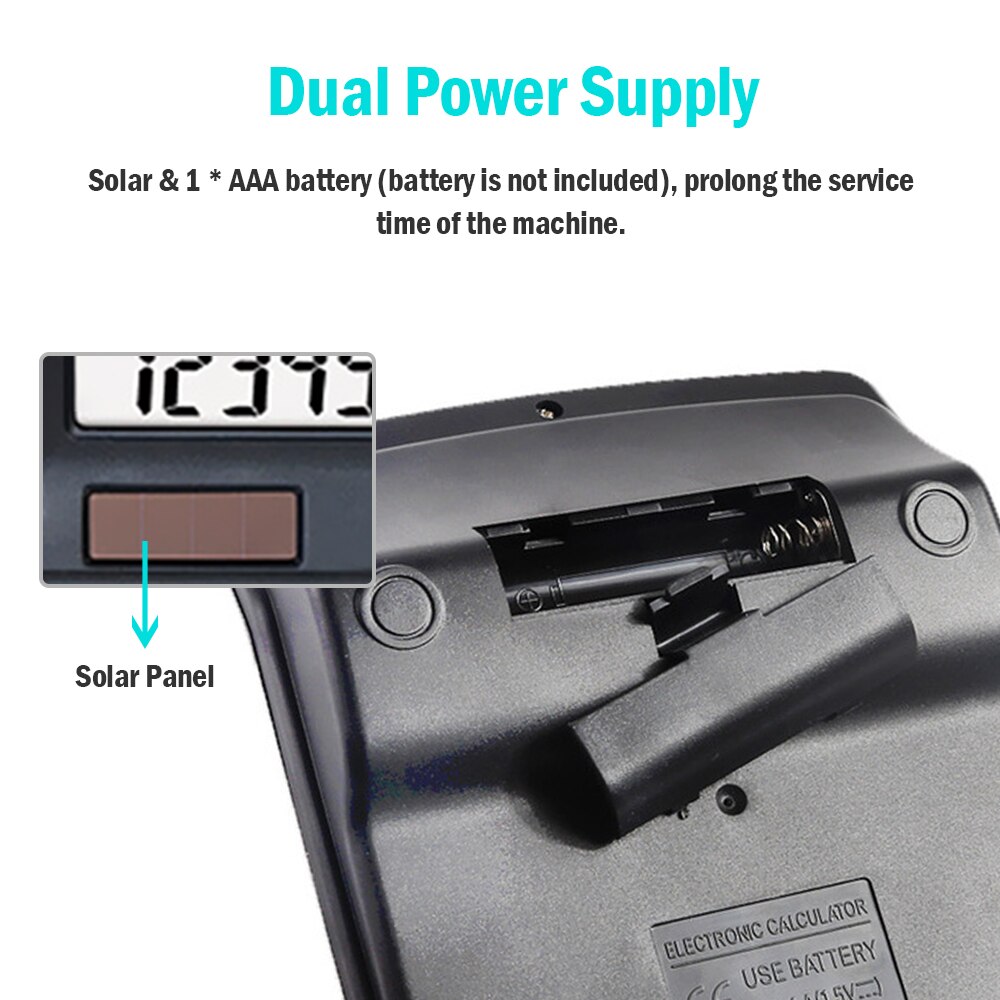 Desktop Electronic Calculator Standard Function Basic Counter with 12-Digits Large LCD Display Big Buttons Dual Powers Solar