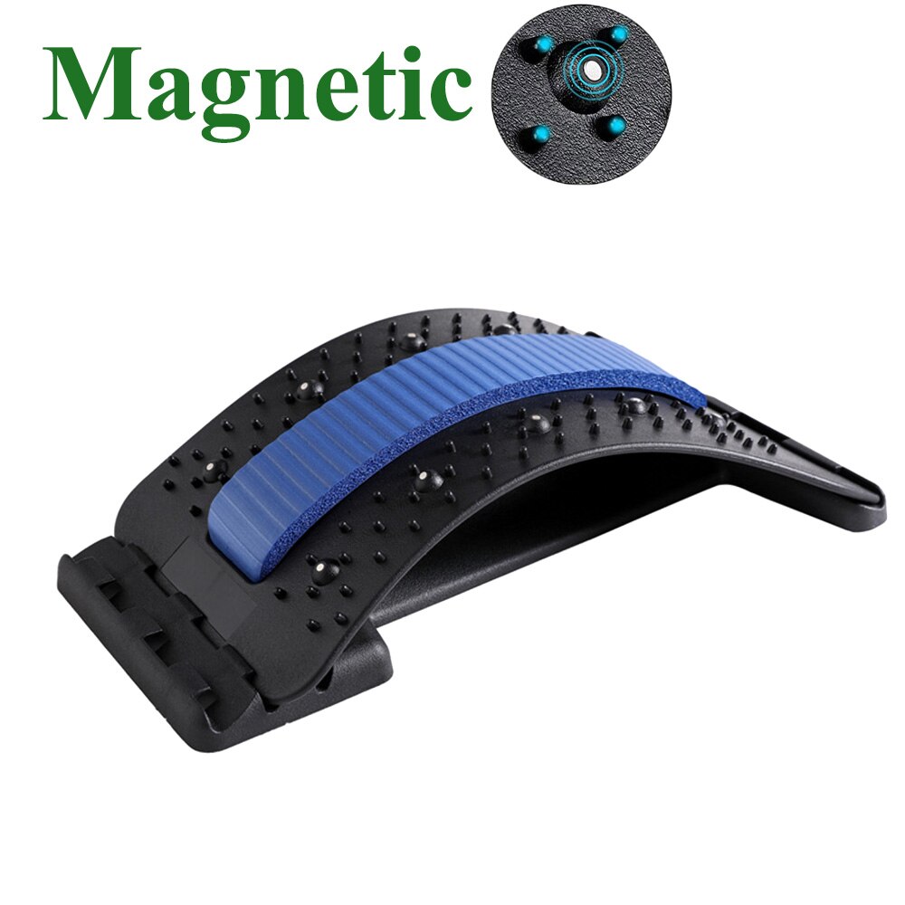 Back Cracking Board Back Massager Lumbar Massager Traction Support Bridge Back Stretcher Stretching Trainer Massage Pain Relief: Magnetic Blue