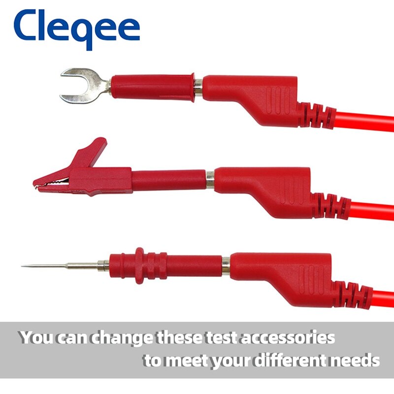 Cleqee P1036B series 4mm Dual Stackable Banana Plug Test Leads Kit with Alligator Clip Spade Plug &amp; Test Probes for Multimeter