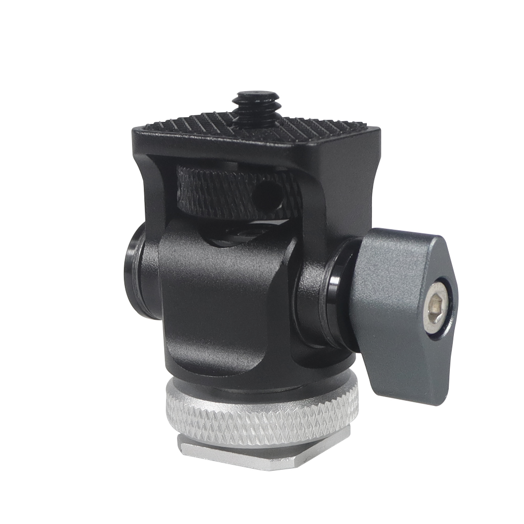 Cold Shoe Mount Mini Ball Head 360 Panoramic Monitor Holder Camera Gimbal 1/4 3/8 for Tripod Speedlite LED Bracket Adapter: Red