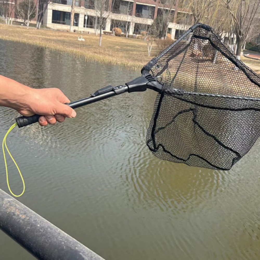 Red de pesca de aterrizaje, red de pesca flotante plegable, Dipnet portátil ultraligero de aleación de aluminio para engranajes de peces de agua dulce y salada