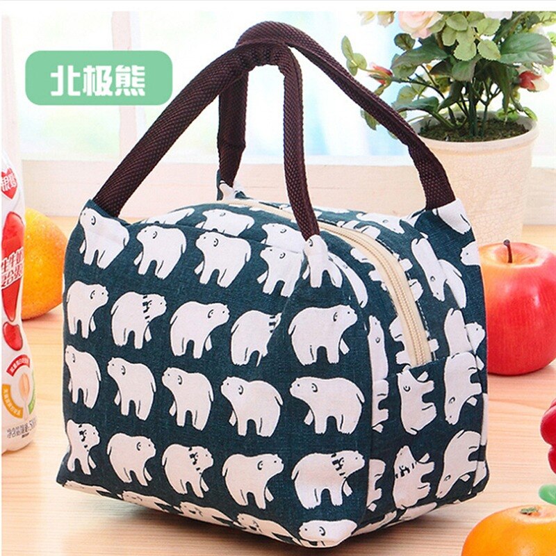 Newest Lunch Bag Insulated Cold Canvas Stripe Picnic Carry Case Thermal Portable Lunch Box Women Kids Men Lunch Box Bag Tote: Multi