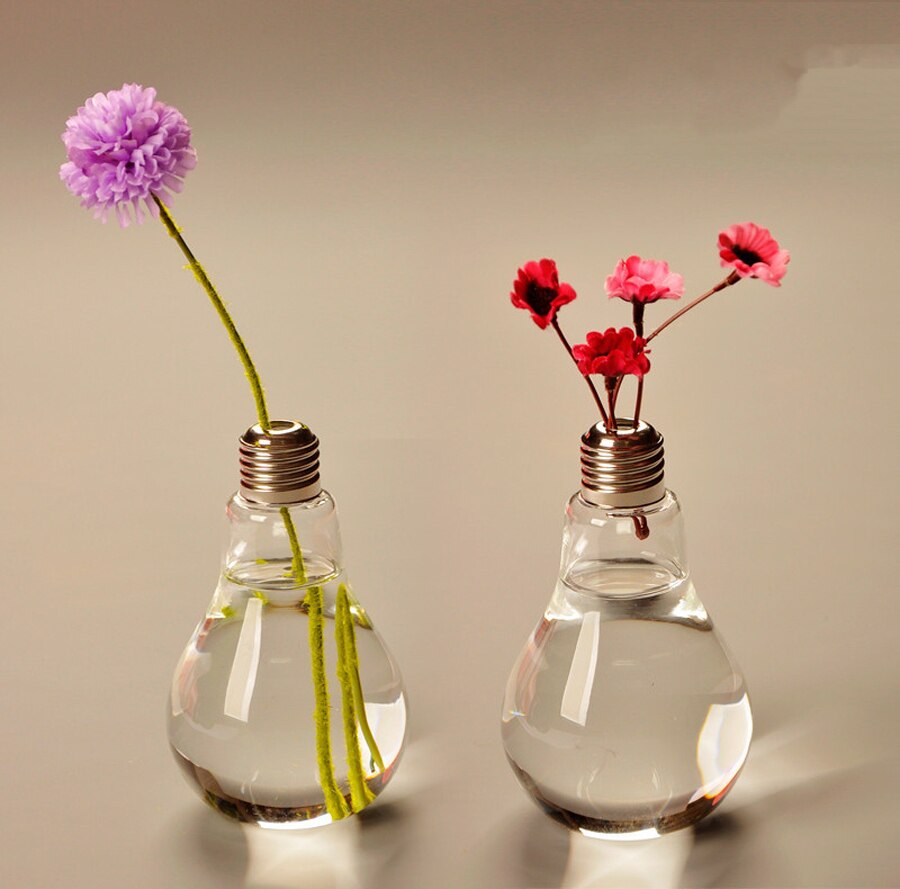 1Pc Light Bulb Transparent Glass Vase Hydroponic Vase Home Decor Wedding Decoration Home Decoration