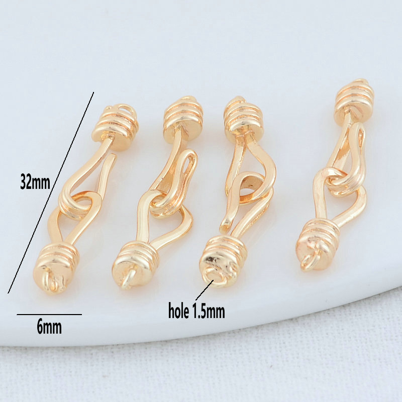 6*32Mm 14K Goud Kleur Messing Ketting Sluitingen Connector Diy Sieraden Accessoires