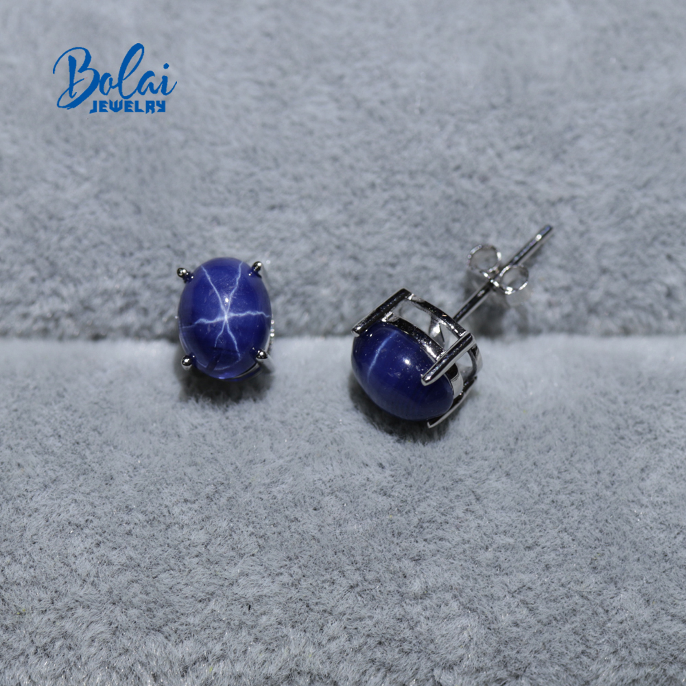 Created starlight sapphire jewelry set earrings and ring with 925 sterling silver fine jewelry for girl bolaijewelry: earrings