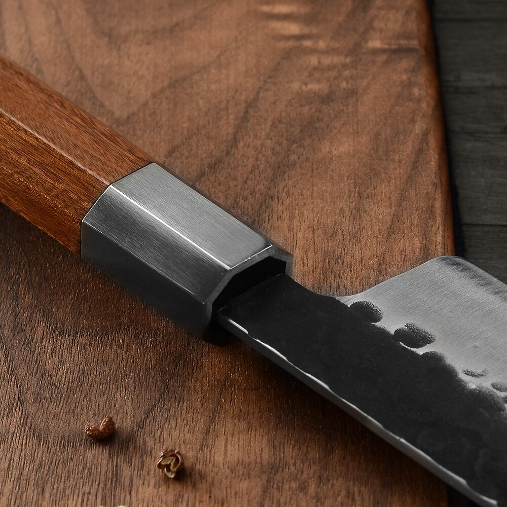 Zinzuo super skarp nakiri håndlavet smedet køkkenkniv lille skærekniv rustfrit stål kokknive smedet kløver træhånd