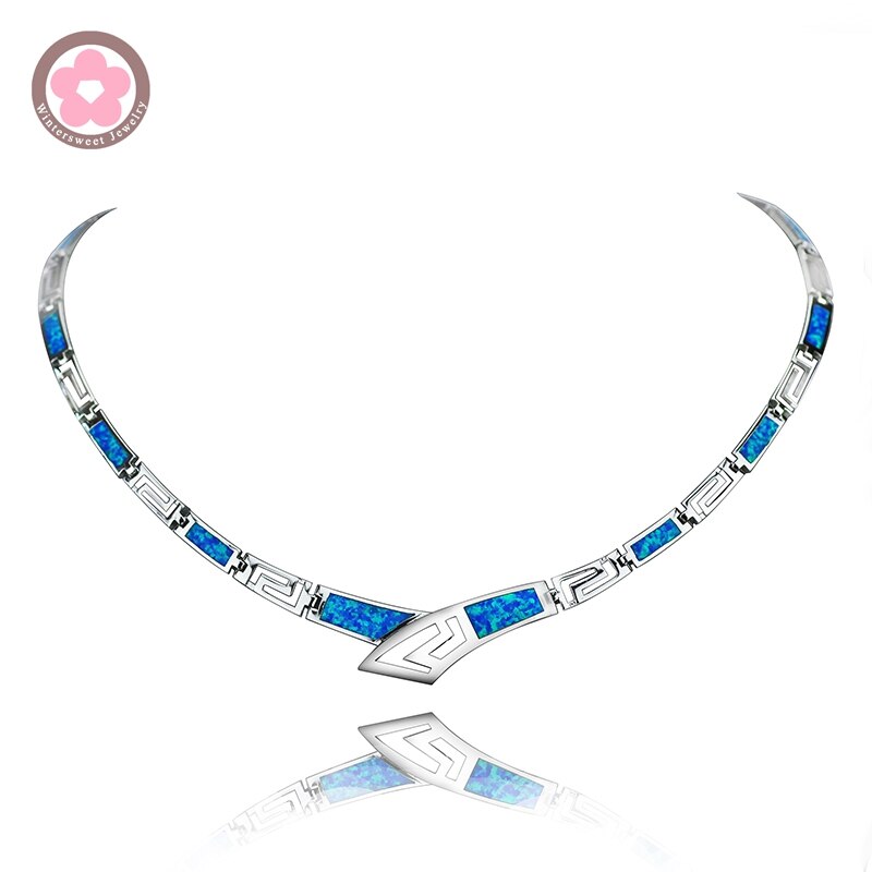 JZN0006 Necktie Shape Necklace Unique Top Blue Opal Gem Necklace for charm Women Jewelry Christmas