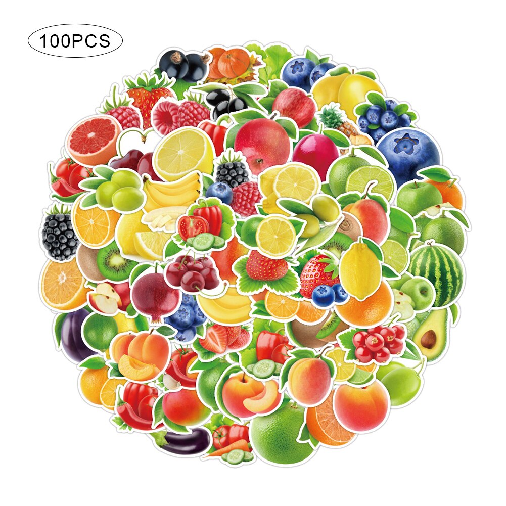 100 fruits, vegetables, green plants, doodle stickers, children's stickers, computer notebook stickers, cartoon stickers: Default Title