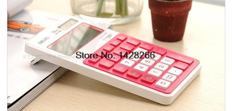 Dual Power Calculadora Electronic Big Display Calculating Candy Color Calculator Stationery Office Material School Supplies: Red