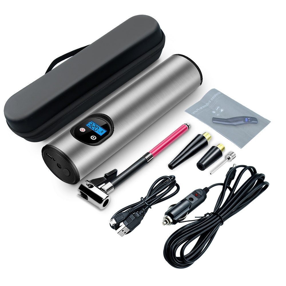 Portable 150PSI 12V Auto Car Air Compressor Bicycle Silver Tire Tyre Inflator Pump Auto Air Compressor with Display: White