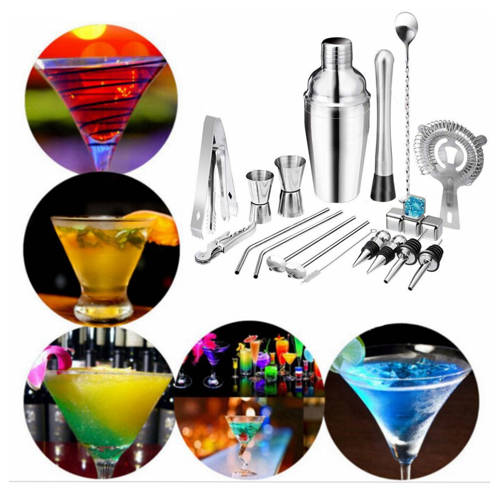 22Pcs Barman Kit Cocktail Shaker Rvs Bar Set Martini Maker Tool