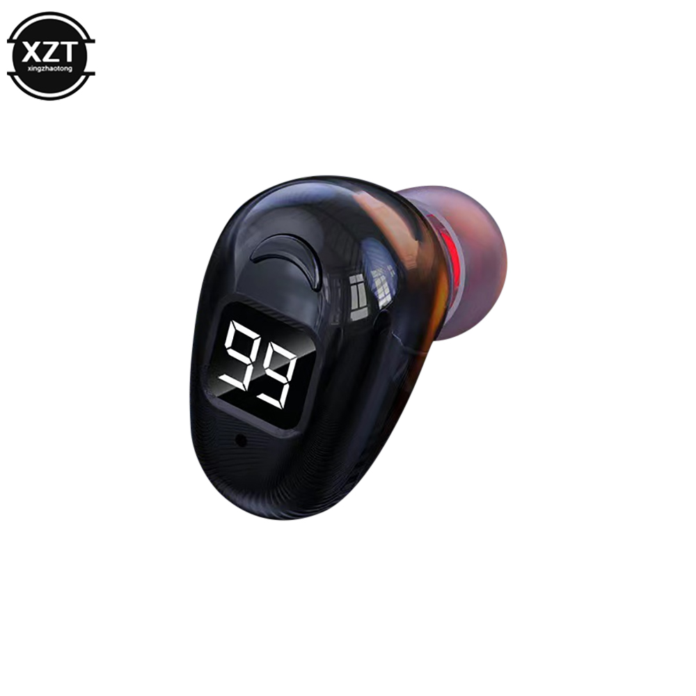 S980 Digital Bluetooth Earphones Mini In Ear Invisible Extra Long Standby Business LED Display Earplugs: black