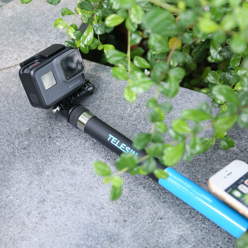 Palo Selfie de 106 "para cámara GoPro Hero 6, 5, 4, 3 sesiones, Xiaomi YI, 4K, SJCAM, EKEN, de fibra de carbono, extensible y portátil