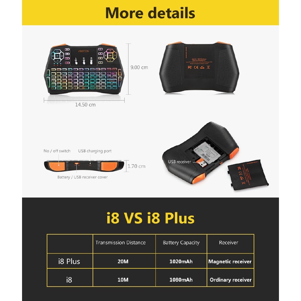 I8 Plus Android TV BOX Keyboard 2.4GHz Wireless Mini Wireless Keyboard, Touch pad Mouse Intelligent Game Backlight Keyboard