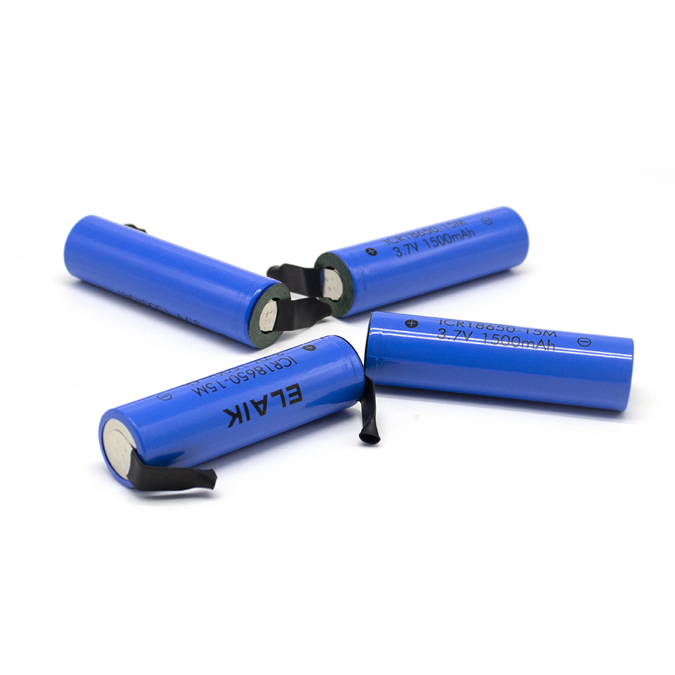 3PCS 18650 3.7V 1500mAh Energy storage rechargeable lithium battery for small flashlight battery Small fan battery 15m-Nickel