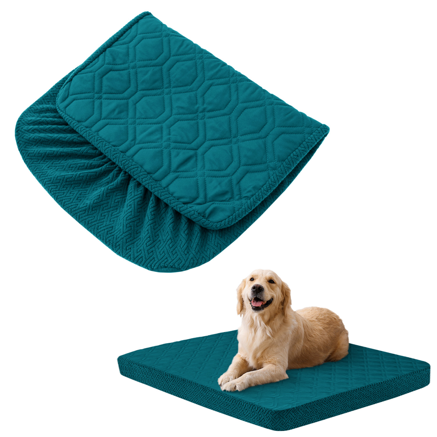 Dog Bed Covers Replacement Washable - Waterproof Dog Bed Covers Quilted, Water Absorbable Pet Puppy Bed Cover for Dog Cat: XS（old） / Teal color