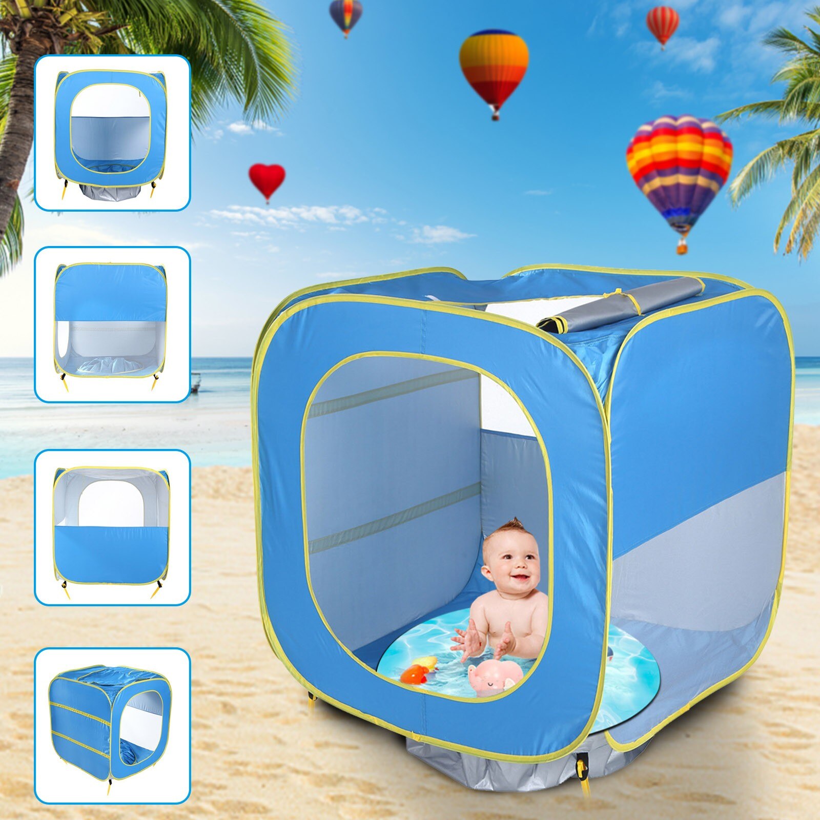 Baby Strand Zelt mit Schwimmbad Aktualisieren Einfache Falten hoch & Pop hoch Einzigartige Ozean Quaddel 50 + UPF UV schutz Ich bin Freien Sonne AwningTent: Ursprünglich Titel