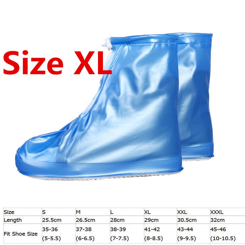 Heels Height Fishing Waders Boots Cover Rain Waterproof Flat Ankle Boots Cover Thicker Non-slip Platform Rain Boots: Blue-XL