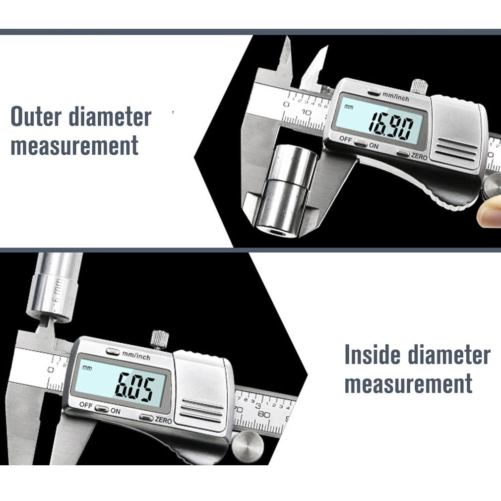 Portable Stainless Steel Digital Display Caliper 0-150mm Fraction / MM / Inch High Precision LCD Vernier Caliper