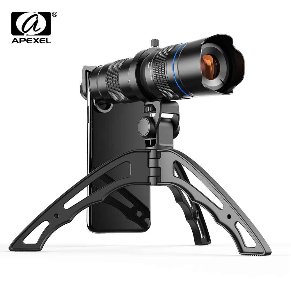 APEXEL métal HD 20-40x zoom télescope téléobjectif monoculaire téléphone caméra lentille avec mini trépied pour Samsung iPhone la plupart des téléphones