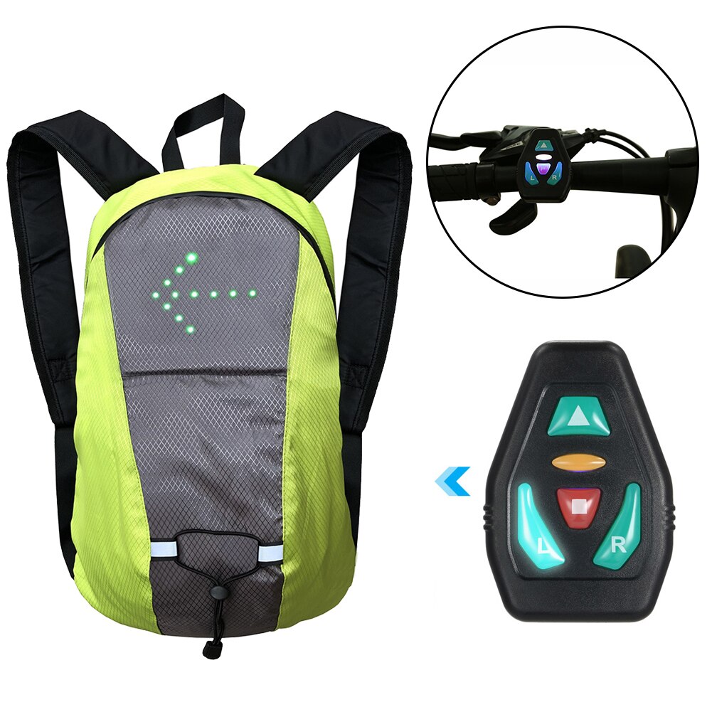 Bicycle Bag Waterproof Sport Backpack USB 15L LED Turn Signal Light Remote Control Safety Bag Outdoor Hiking Climbing Backpack
