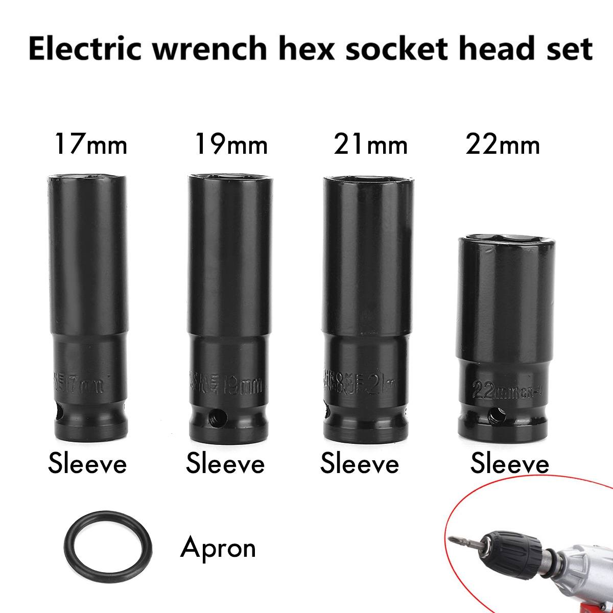 18V Impact Wrench Brushless Cordless Electric Wrench Power Tool 520N.m Torque Rechargeable For Makita Battery DTW285Z: 4pcs Sleeve set