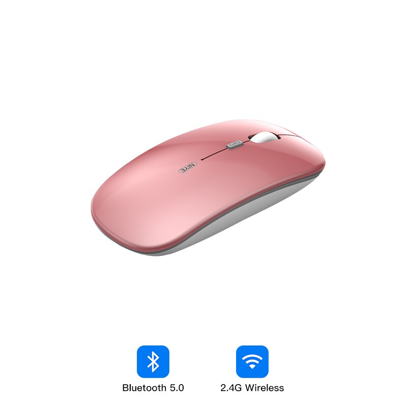 2.4G bezprzewodowa mysz komputerowa mysz Bluetooth Silent PC ergonomiczna Mause ładowalna mysz optyczne USB myszy do biura Laptop PC: Bluetooth  pink