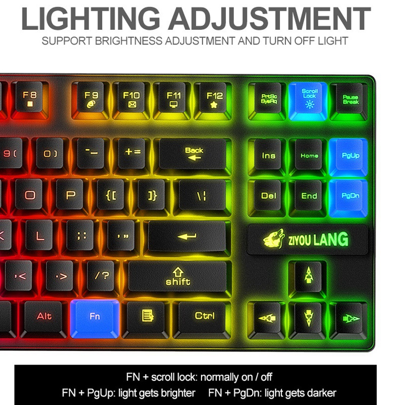 Ziyou Lang Draadloze Gaming Toetsenbord En Muis Combo 2.4Ghz Oplaadbare Rgb Verlicht Toetsenbord Met 2400Dpi Gaming Muis