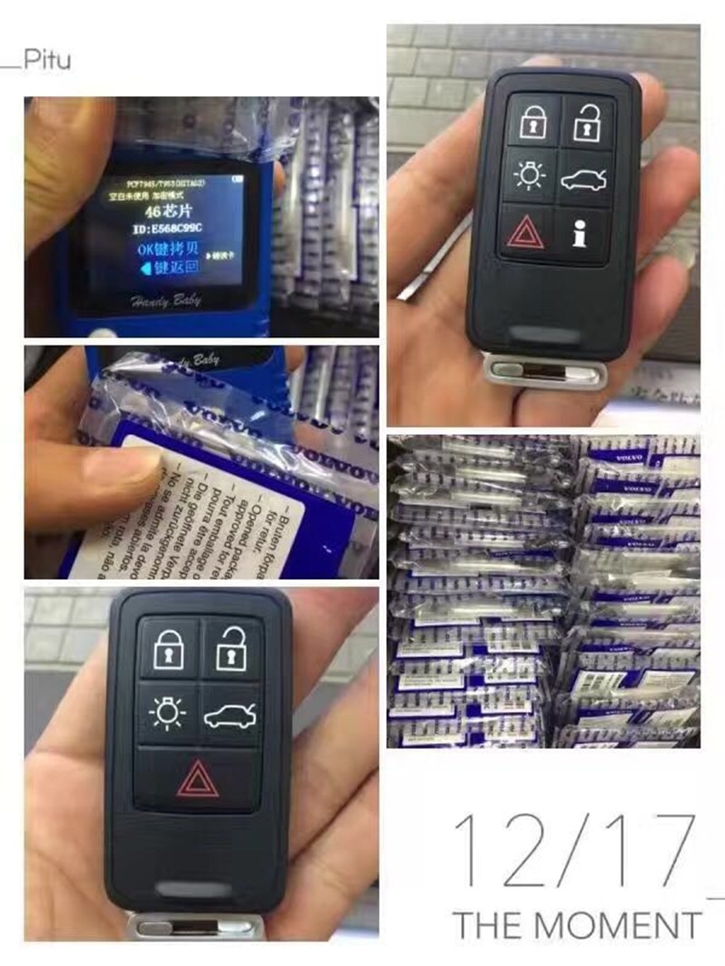 Replacement 5 Buttons Car Remote Key Card 433Mhz with ID46 Chip for Volvo XC60 XC70 S60 S80 V60 Smart Car Key with Key Blade