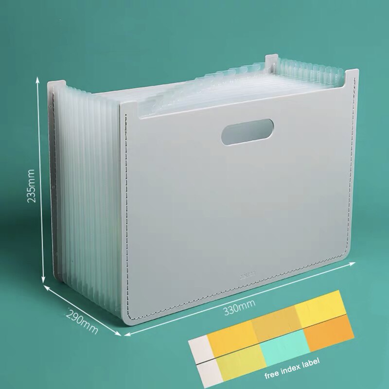 MINKYS Large Capacity A4 Expanding File Folder Bag 13 Layers Document File Bag Organizer Holder Free Label Office Stationery: G2 with index