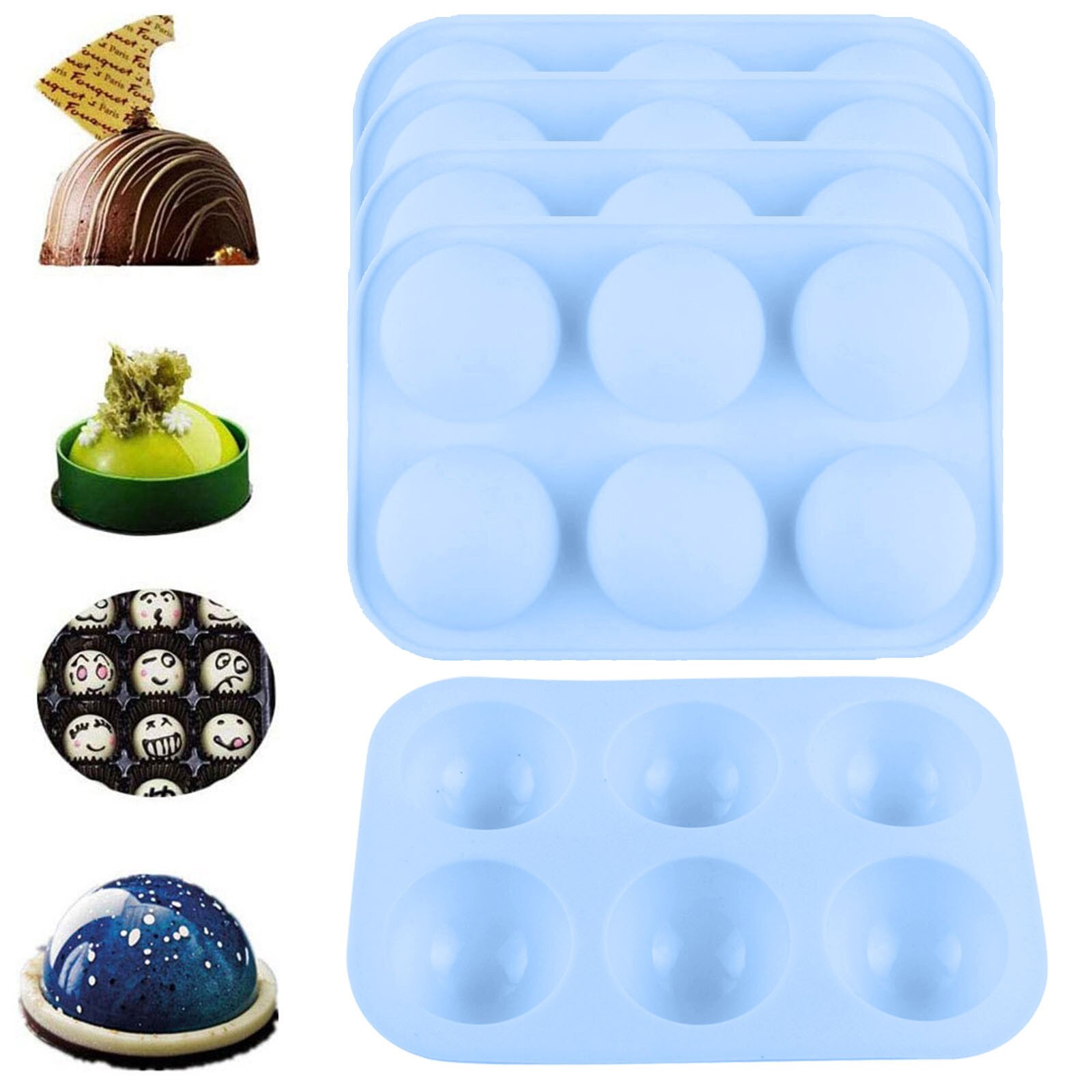 Snelle Half Ball Sphere Siliconen Mal Ronde Cake Chocolade Gebak Bakvormen Stencil Pudding Jello Zeep Brood Snoep Bakken Mallen: 4pcs