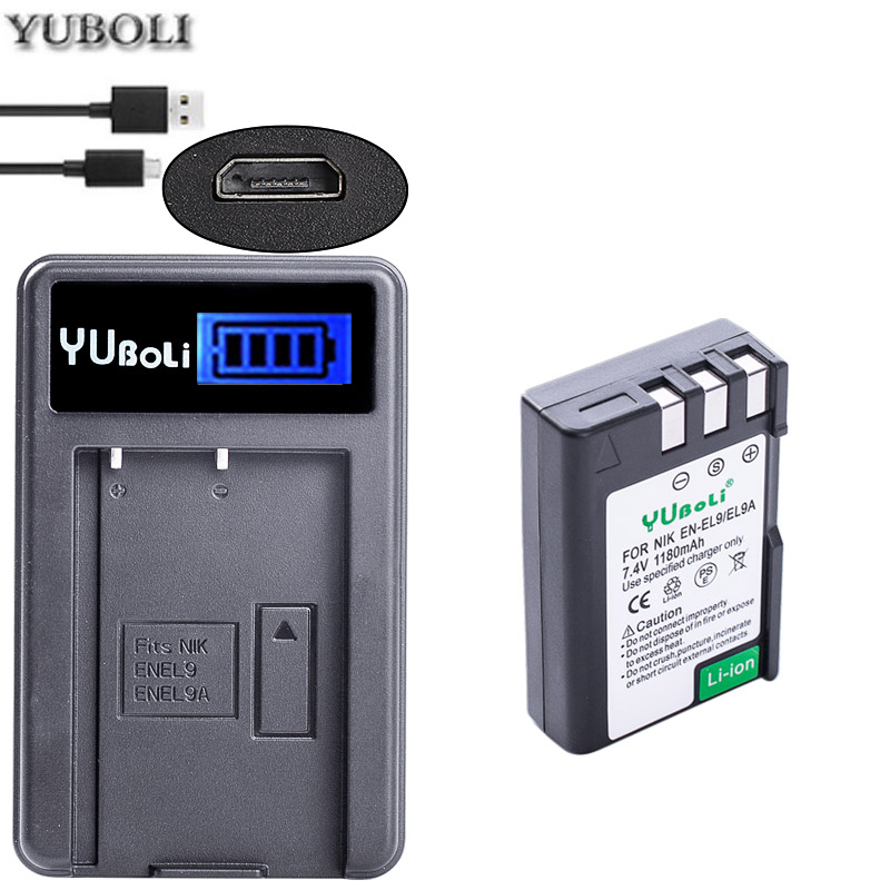 Bateria EN-EL9 ENEL9 ENEL9A es EL9 EN-EL9a es EL9a EL9a Cámara Li-Ion batería para Nikon EN-EL9a D40 D60 D40X D5000 D3000 Cámara: charger and 1battery