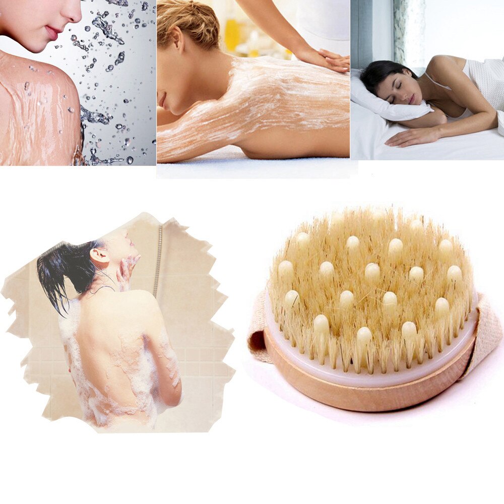 Cepillo de masaje cepillo para celulitis masajeador de espalda de limpieza Premium Cerda Natural de madera de baño ducha cuerpo piel seca, cepillo de Spa #40