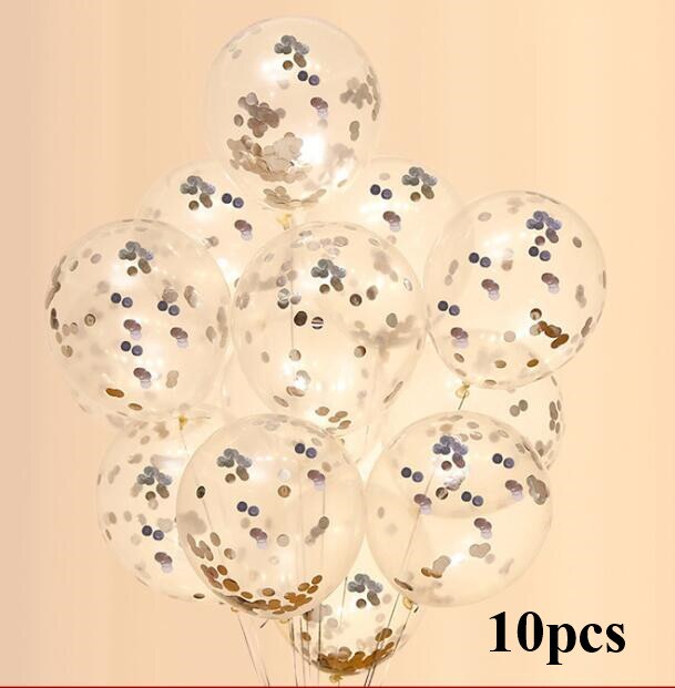 10pcs/lot Clear Balloons Gold Star Foil Confetti Transparent Balloons Happy Birthday Baby Shower Wedding Party Decorations: silver