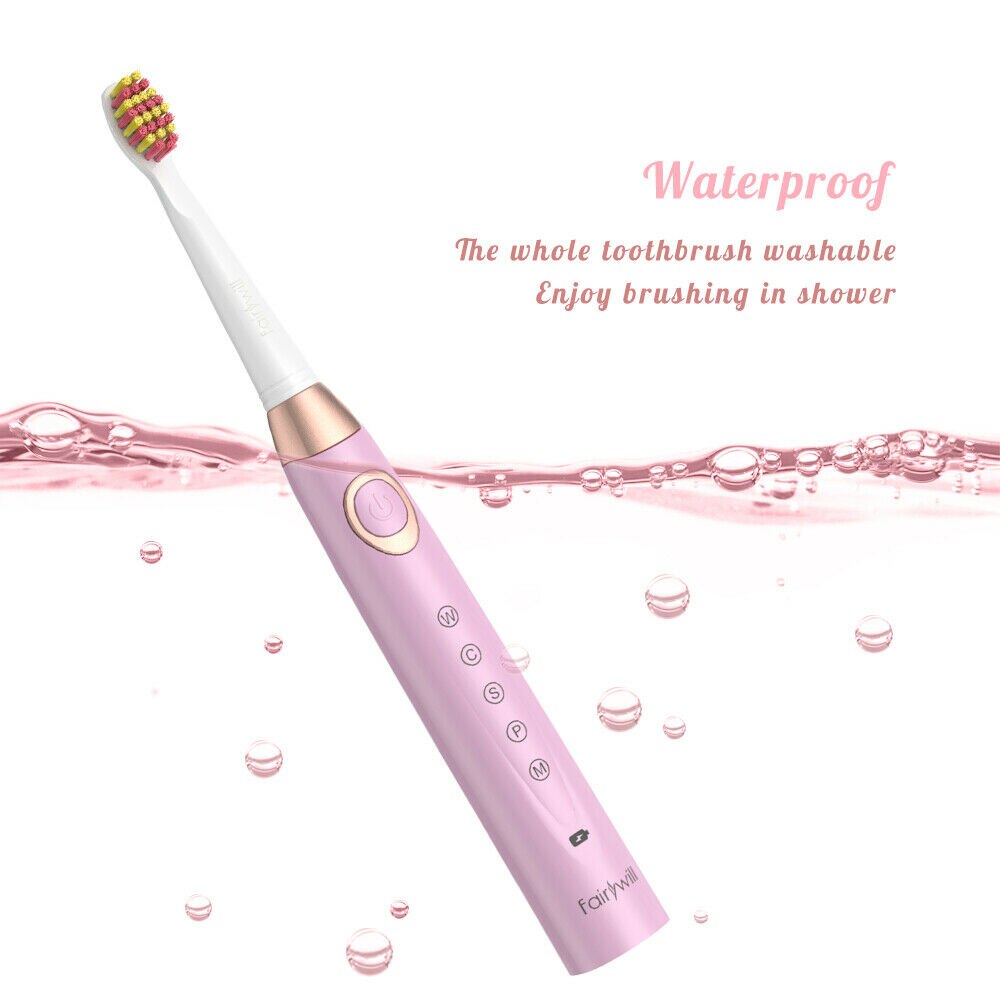 Fairywill Sonic Elektrische Zahnbürste FW-508 USB Ladung Wiederaufladbare IPX7 Wasserdichte Elektronische Zahn 8 Ersatz Pinsel Köpfe
